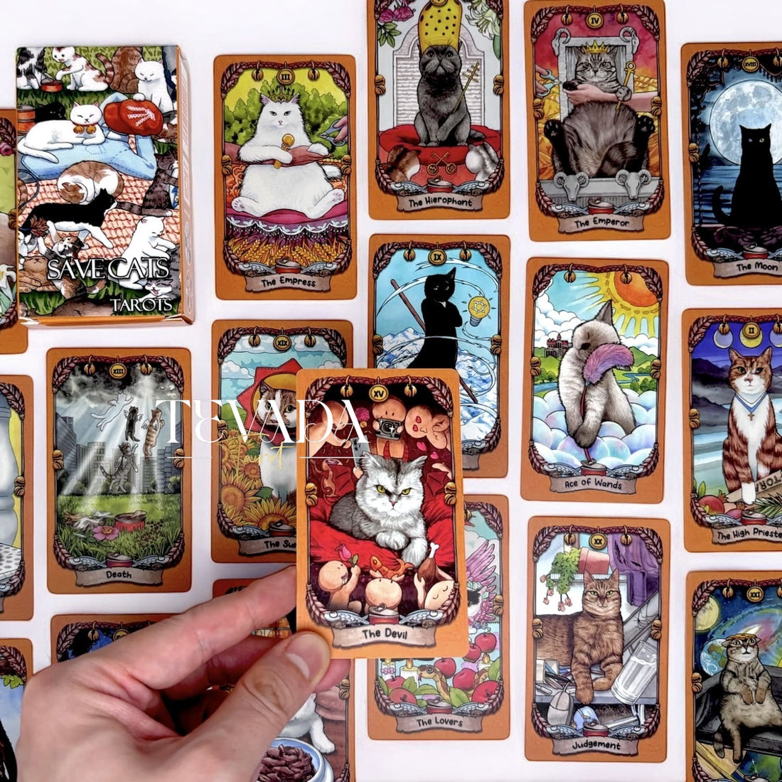 Unleash the purrsonal magic! Save Cats Tarot PVC features rescued cats on each card. Durable, unique &amp; supports cat rescue. Perfect for cat lovers &amp; tarot enthusiasts.