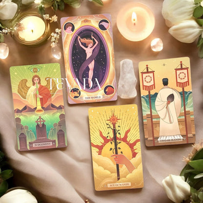 Discover the Shining Stars Tarot DELUXE Edition—78 starry-inspired cards linking history, intuition, and guidance to reveal wisdom, clarity, and personal growth through magical divination.