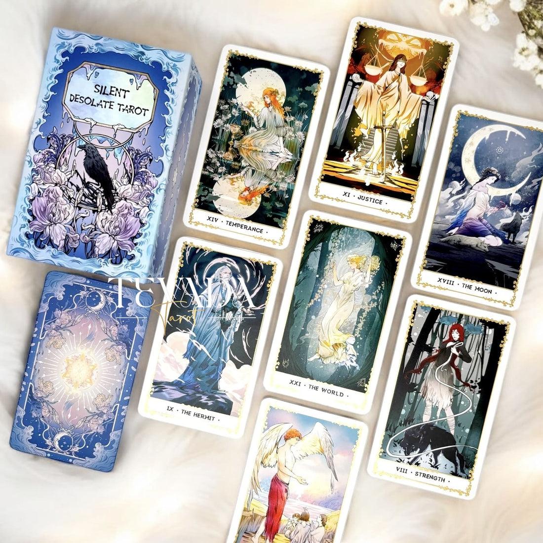 Unlock your intuition with the Silent Desolate Tarot DELUXE. This enchanting 78-card deck features whimsical, hand-drawn art, perfect for divination and personal growth. Discover clarity and magic!