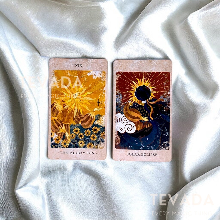 Explore the mystical 'Solar Kingdom Tarot'—a 78+8 card deck by Tatiana for vivid, intuitive readings. Unlock a world of magic and moon phases.