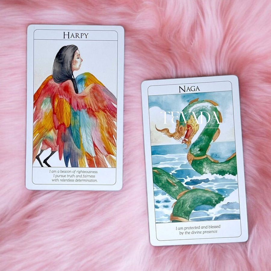 Discover the Soul Creatures Oracle, a 48-card deck illustrated in watercolor style, featuring mythical creatures. Perfect for intuitive guidance, personal growth, and magical reflections.