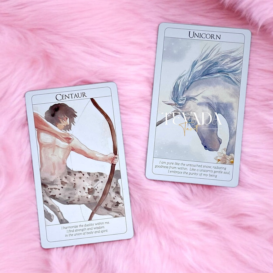 Discover the Soul Creatures Oracle, a 48-card deck illustrated in watercolor style, featuring mythical creatures. Perfect for intuitive guidance, personal growth, and magical reflections.