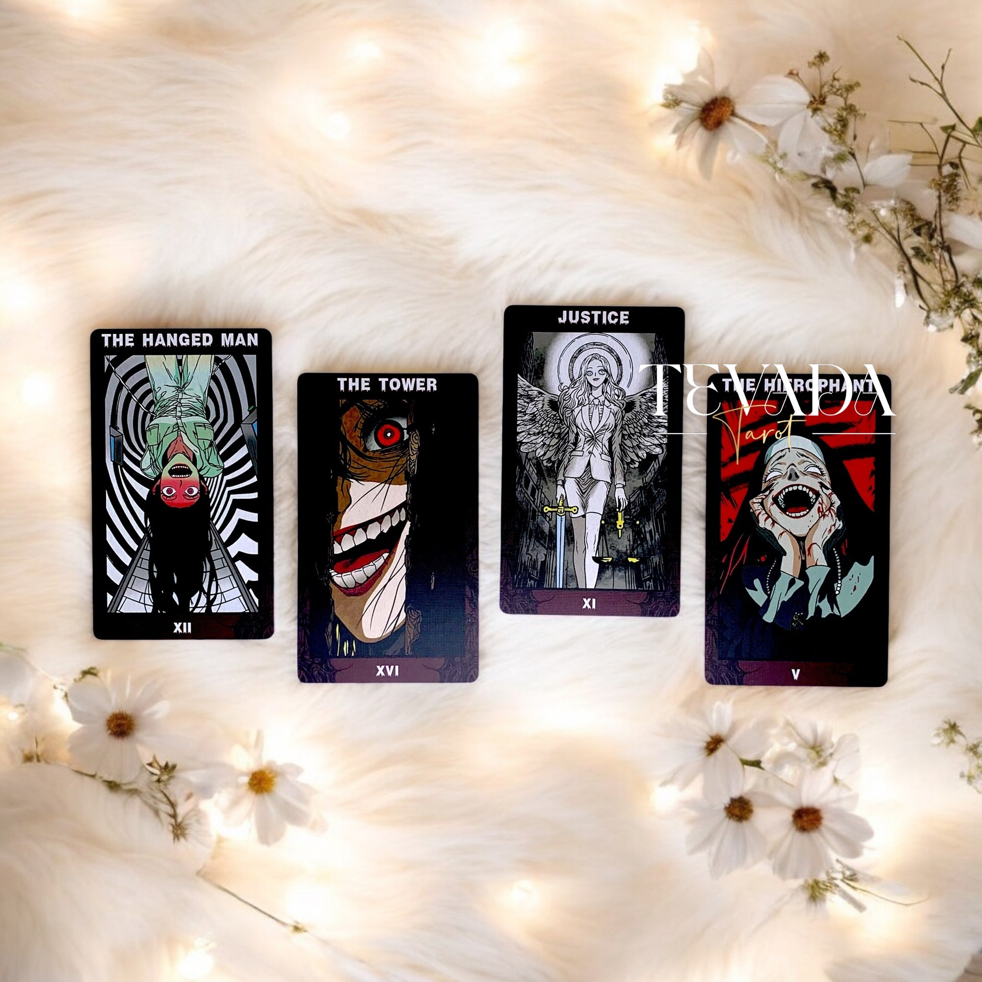 Explora el Soul Splash Tarot, una baraja de 82 cartas que combina el arte del cómic con una narración intuitiva. Enfréntate a los miedos, acepta la transformación y sumérgete en un mundo visualmente impresionante de magia y belleza grotesca.