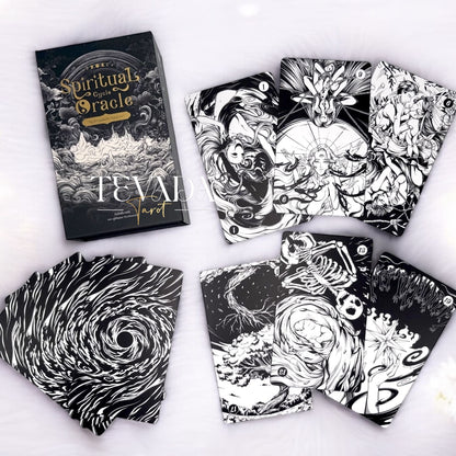 Discover the Spiritual Cycle Oracle, a 66-card deck offering deep insights and guidance. Explore the cycle of the soul with multi-faceted, black &amp; white cards for intuitive and transformative readings.