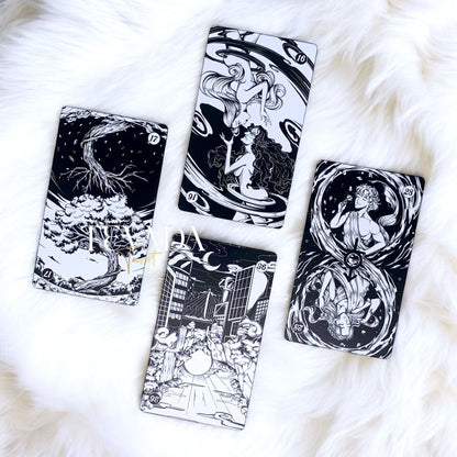 Discover the Spiritual Cycle Oracle, a 66-card deck offering deep insights and guidance. Explore the cycle of the soul with multi-faceted, black &amp; white cards for intuitive and transformative readings.