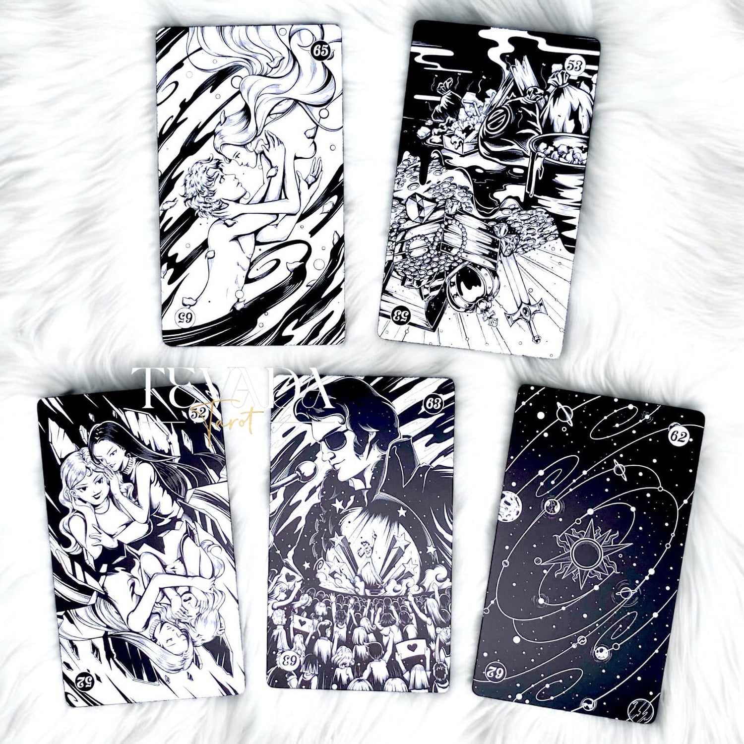 Discover the Spiritual Cycle Oracle, a 66-card deck offering deep insights and guidance. Explore the cycle of the soul with multi-faceted, black &amp; white cards for intuitive and transformative readings.