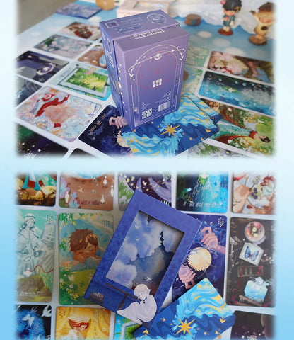 Starlit Gleanings Tarot with cute anime style watercolor art for intuitive divination and healing guidance.