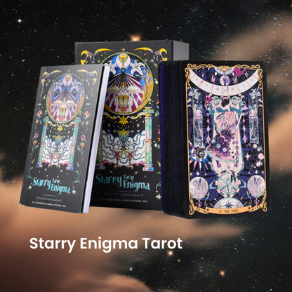 Unlock intuitive guidance with the Starry Enigma Tarot—78 magical cards blending storytelling and tarot wisdom to support clarity, growth, and meaningful divination.