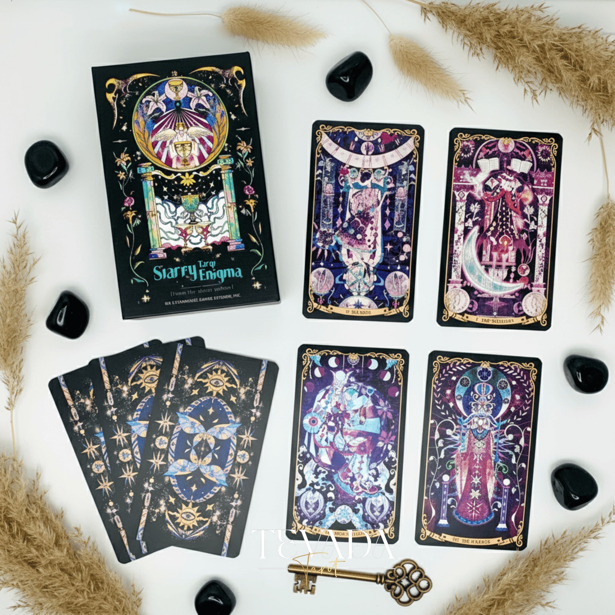 Unlock intuitive guidance with the Starry Enigma Tarot—78 magical cards blending storytelling and tarot wisdom to support clarity, growth, and meaningful divination.