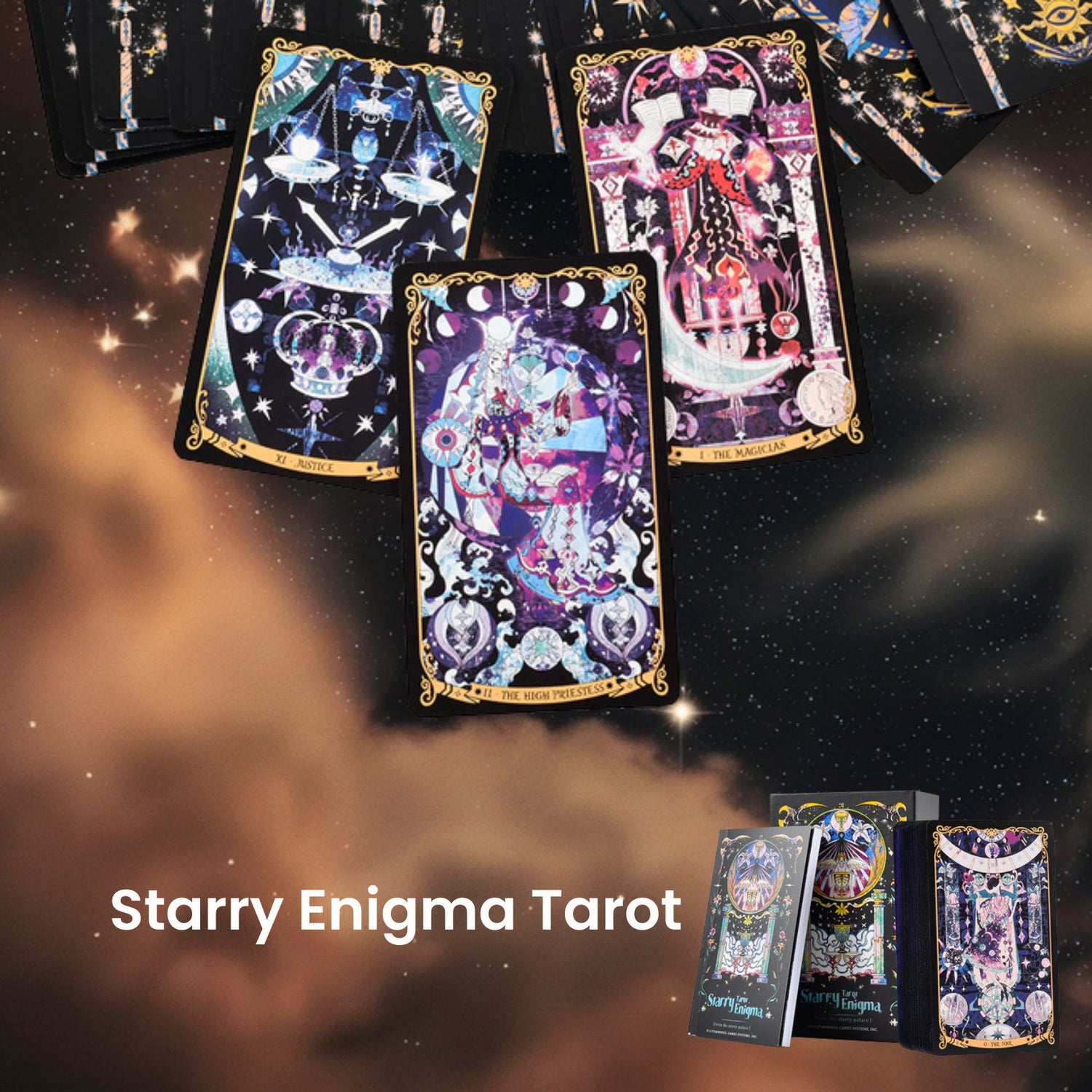 Unlock intuitive guidance with the Starry Enigma Tarot—78 magical cards blending storytelling and tarot wisdom to support clarity, growth, and meaningful divination.