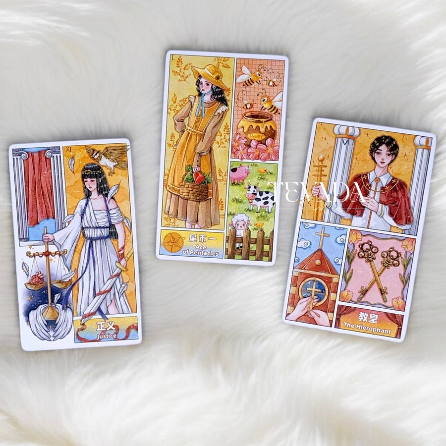 Explore your intuition with the Storyboard Tarot, where each card unfolds like a cinematic scene, offering deep insight and clarity through visually stunning, storyboard-inspired art.