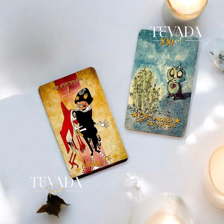 Unleash your intuition with the Super Heroes Tarot PARODY deck. Featuring quirky, superhero-inspired art and a playful twist on classic tarot, this deck brings fun and insight to your readings.