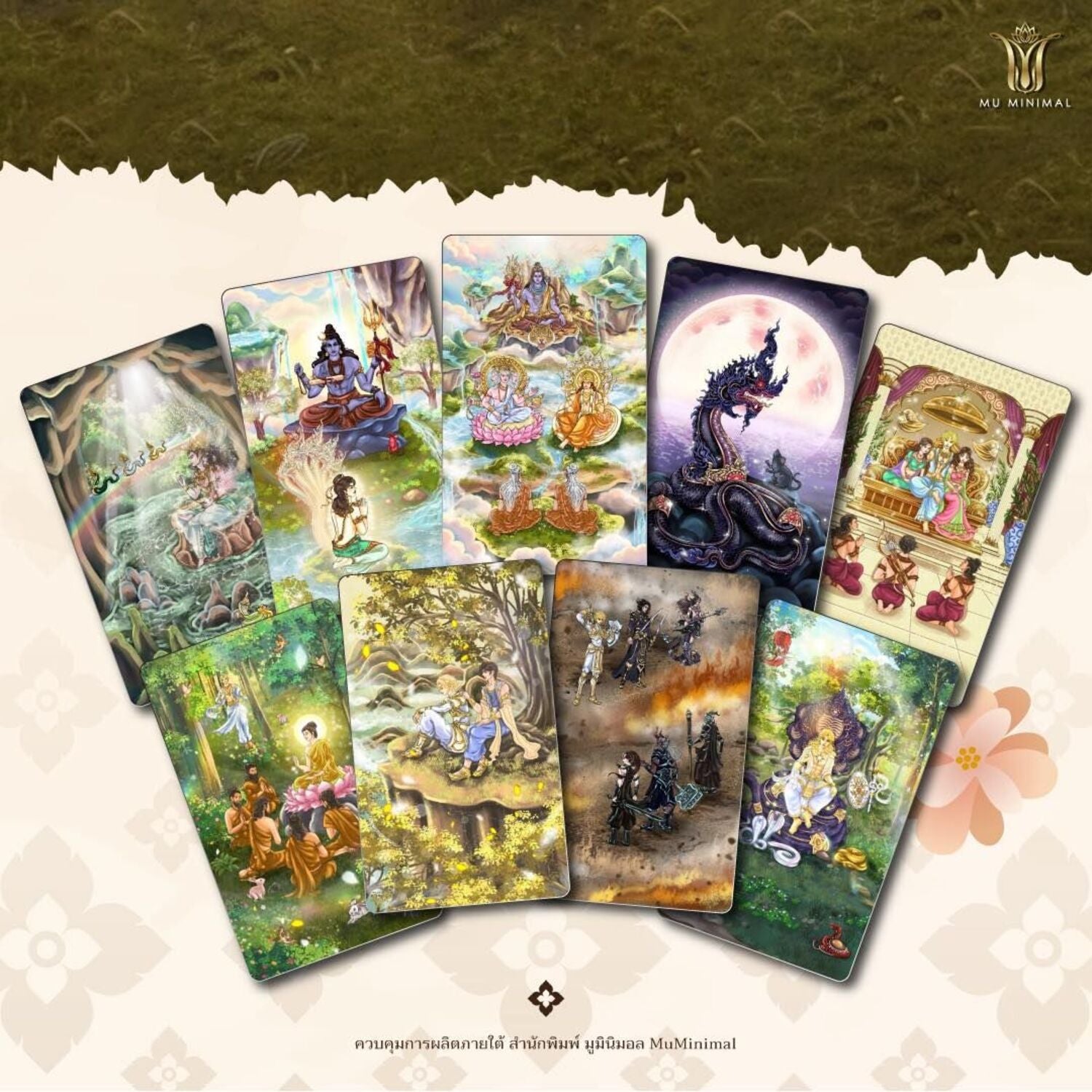 Unlock spiritual clarity with the Suriyathep Oracle. This 44-card deck connects you to divine light through intuitive guidance and mystical stories inspired by the Surya God of Light.