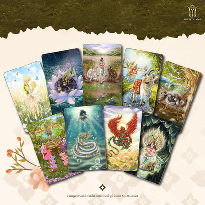 Unlock spiritual clarity with the Suriyathep Oracle. This 44-card deck connects you to divine light through intuitive guidance and mystical stories inspired by the Surya God of Light.