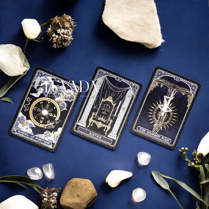 Discover Symbolica Tarot, a 78-card deck of timeless symbols with gold and silver accents. Unlock intuitive readings, clarity, and spiritual growth in every shuffle.