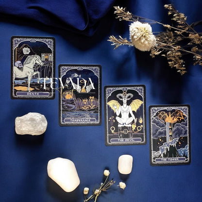 Discover Symbolica Tarot, a 78-card deck of timeless symbols with gold and silver accents. Unlock intuitive readings, clarity, and spiritual growth in every shuffle.