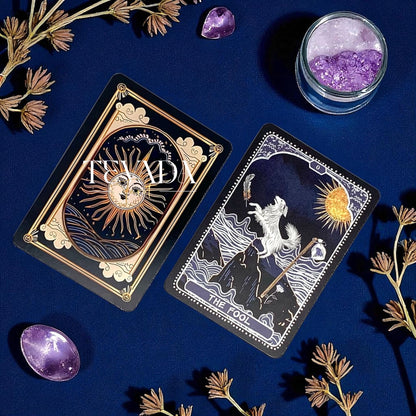 Discover Symbolica Tarot, a 78-card deck of timeless symbols with gold and silver accents. Unlock intuitive readings, clarity, and spiritual growth in every shuffle.