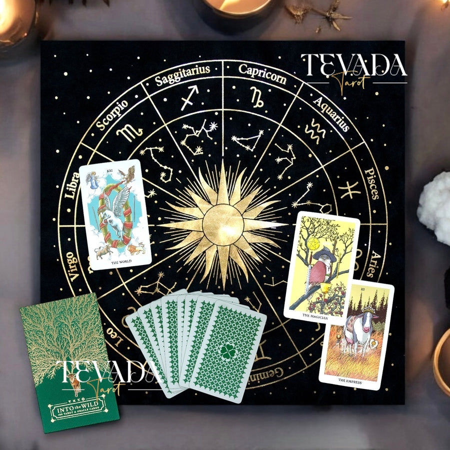 Elevate your tarot practice with our Tarot Table Cloth - Zodiac Sun Tarot Reading Cloth.