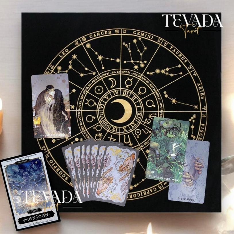 Elevate your tarot practice with our Tarot Table Cloth - Zodiac Sun Tarot Reading Cloth.