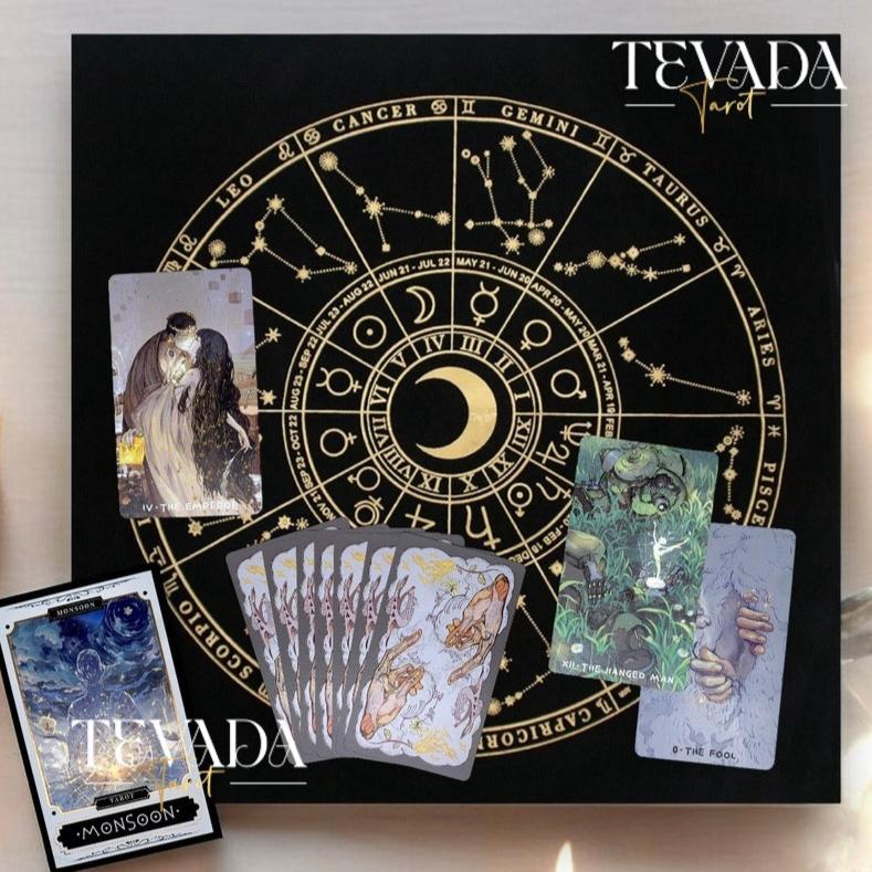 Add a touch of mystical beauty to your tarot readings with our Tarot Table Cloth - Zodiac Moon Tarot Reading Cloth