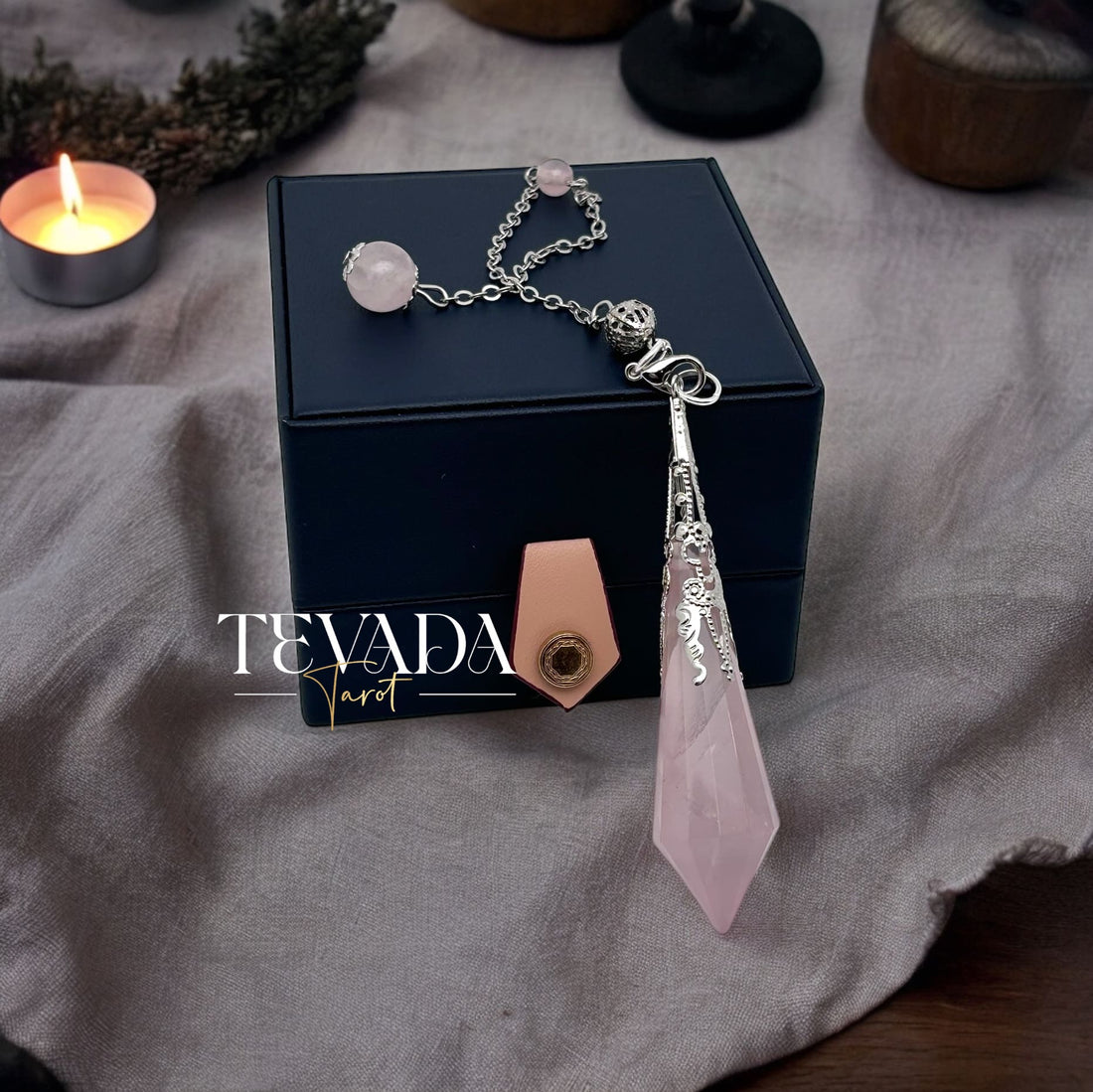 Enhance your spiritual journey with the Mystic Rose Quartz Pendulum. Perfect for meditation, energy healing, and promoting unconditional love and emotional healing. A beautifully crafted divination tool.