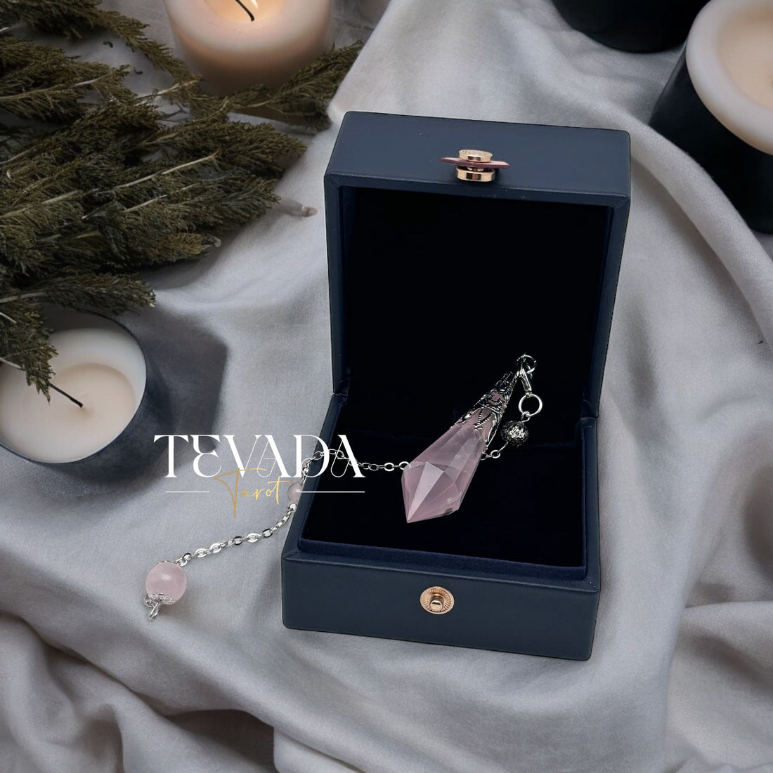 Enhance your spiritual journey with the Mystic Rose Quartz Pendulum. Perfect for meditation, energy healing, and promoting unconditional love and emotional healing. A beautifully crafted divination tool.