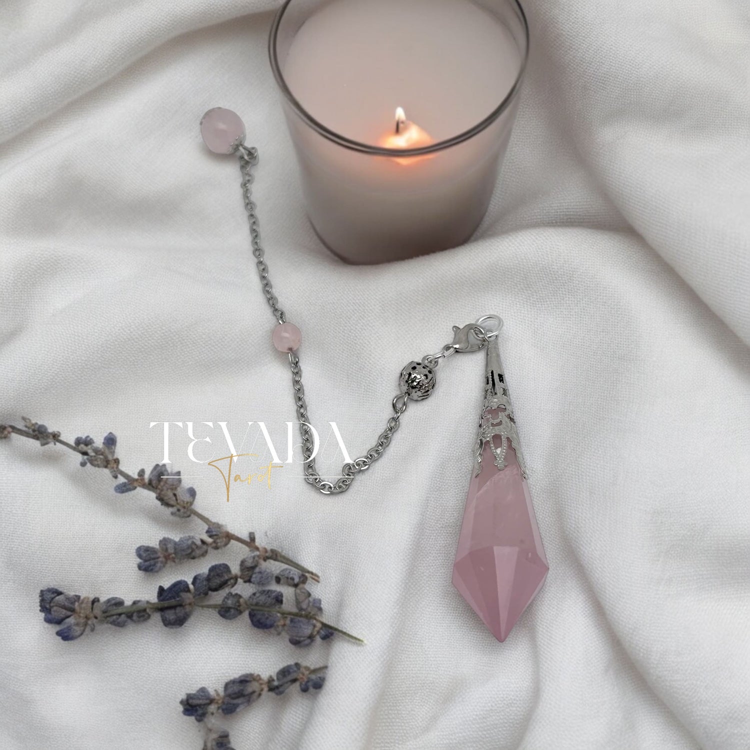 Enhance your spiritual journey with the Mystic Rose Quartz Pendulum. Perfect for meditation, energy healing, and promoting unconditional love and emotional healing. A beautifully crafted divination tool.