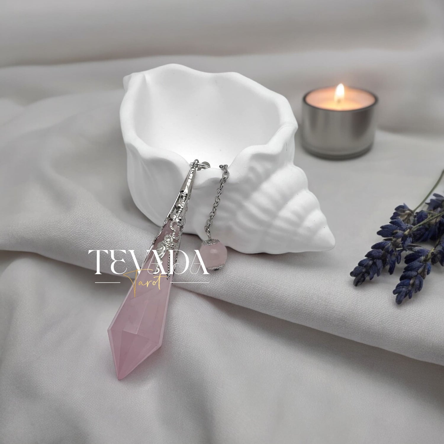 Enhance your spiritual journey with the Mystic Rose Quartz Pendulum. Perfect for meditation, energy healing, and promoting unconditional love and emotional healing. A beautifully crafted divination tool.