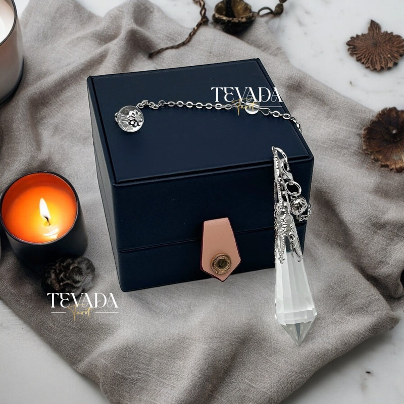 Enhance your intuition and clarity with the Mystic Clear Quartz Pendulum. Perfect for meditation, energy healing, and chakra balancing. A beautifully crafted tool for both beginners and seasoned practitioners.