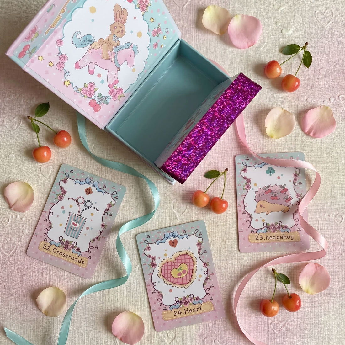 Cherry Rosarium Lenormand Deck pastel floral oracle cards for gentle daily clarity