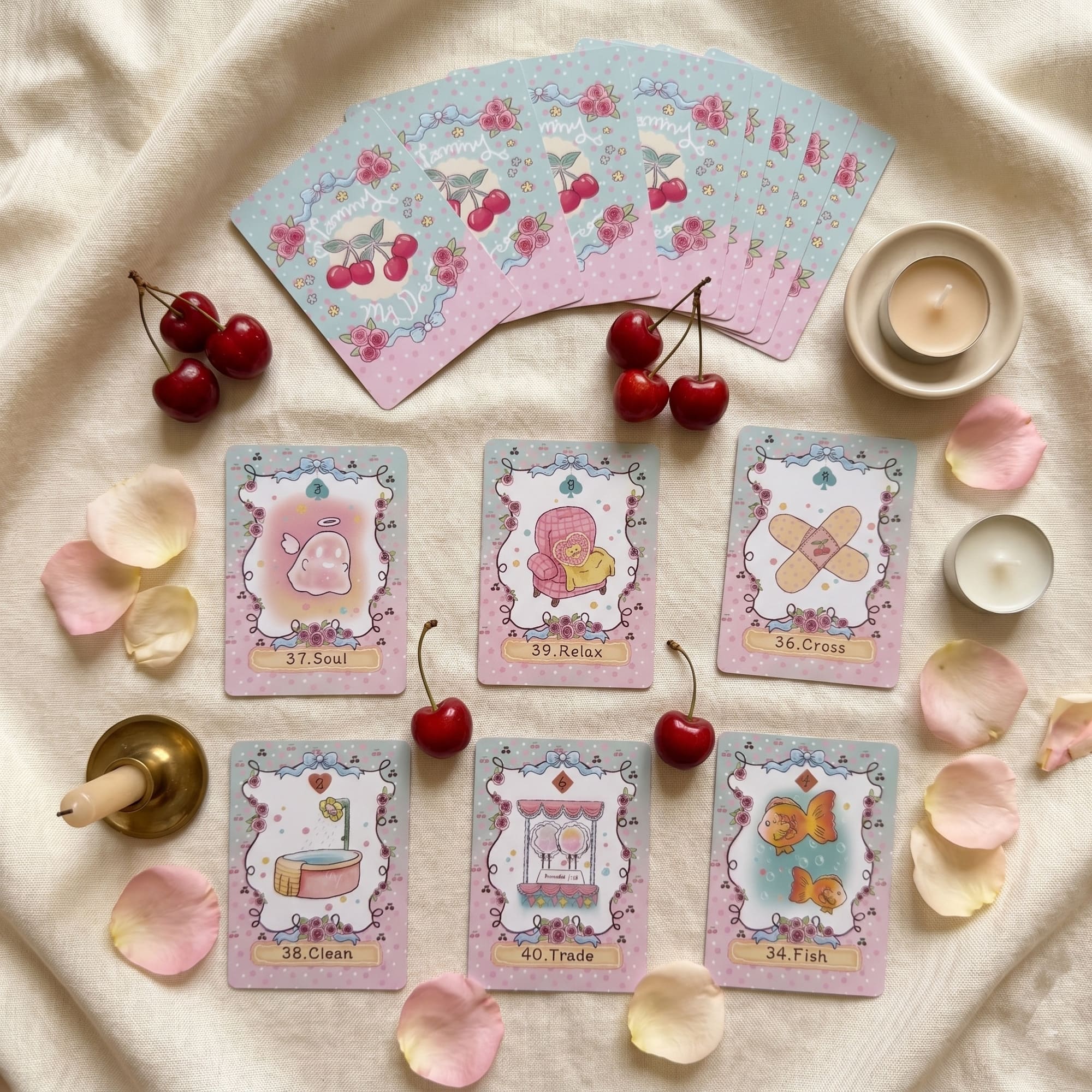 Cherry Rosarium Lenormand Deck pastel floral oracle cards for gentle daily clarity