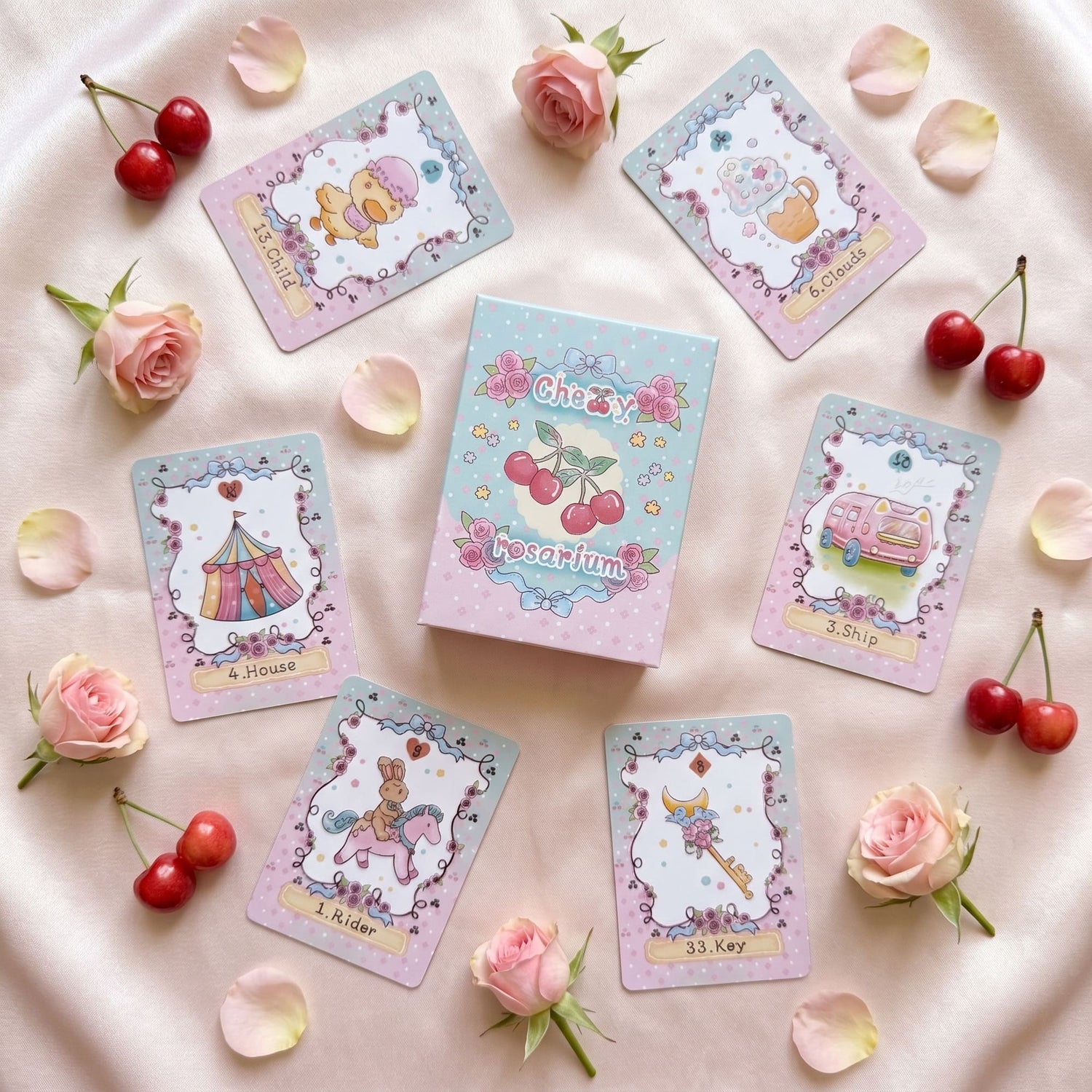Cherry Rosarium Lenormand Deck pastel floral oracle cards for gentle daily clarity
