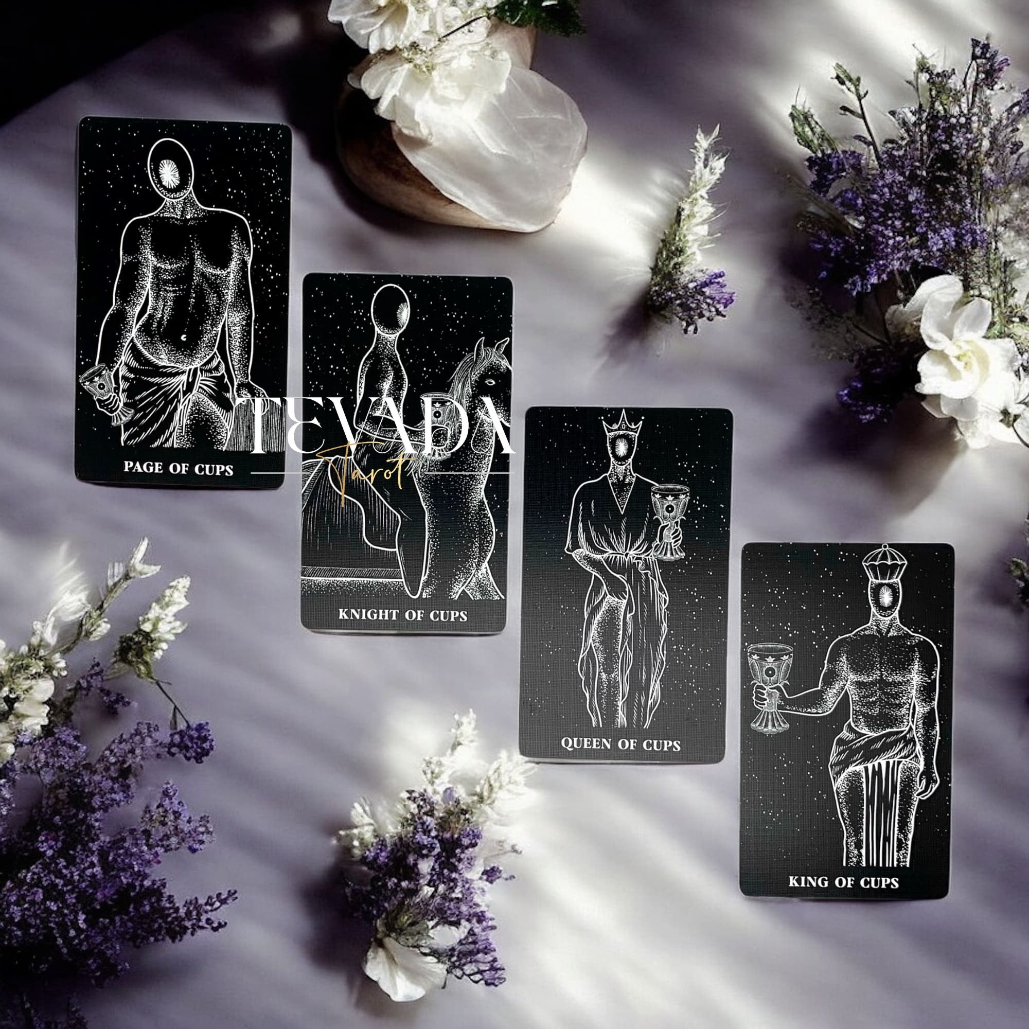 Explore The Arrival Tarot Deck—78 black-and-white tarot cards designed for intuitive readings, spiritual clarity, and guidance through bold contrasts of light and shadow.