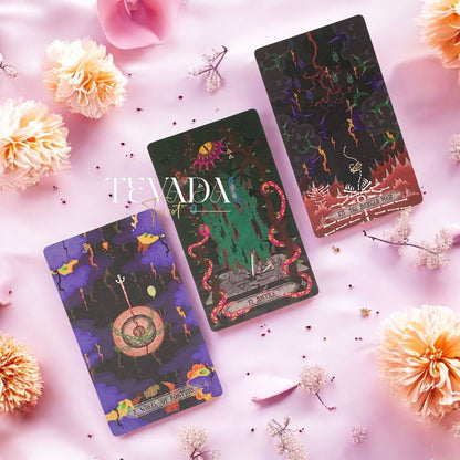 Step into The Bizarre Tarot BLACK Edition—78 cards of magical monsters and wizards guiding your intuition, offering divination, clarity, and mystical insight in a world both playful and mysterious.