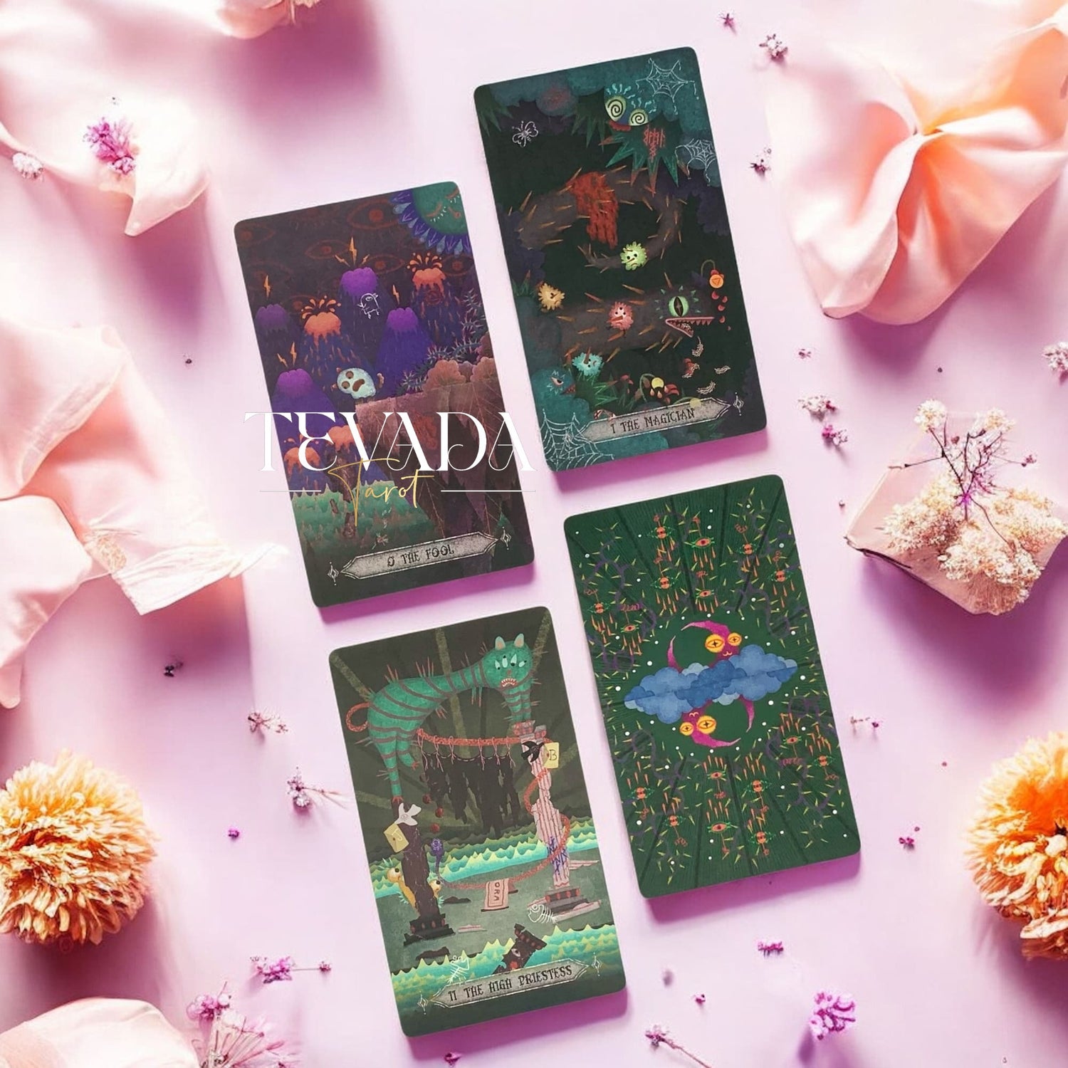Step into The Bizarre Tarot BLACK Edition—78 cards of magical monsters and wizards guiding your intuition, offering divination, clarity, and mystical insight in a world both playful and mysterious.