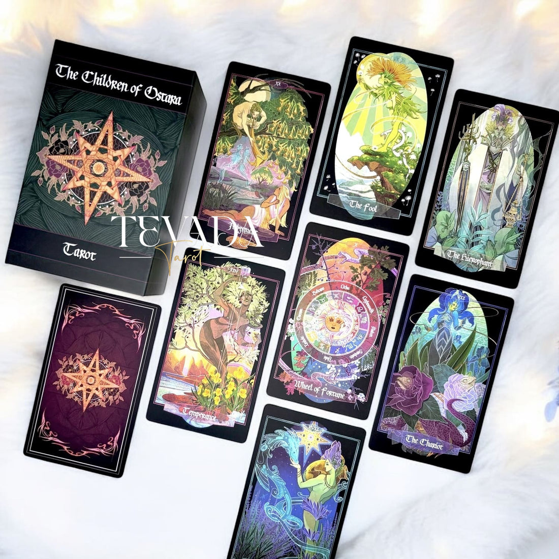 Children of Ostara Tarot BLACK Edition: A 78-card botanical deck featuring plants with magical meanings. Connect to nature&