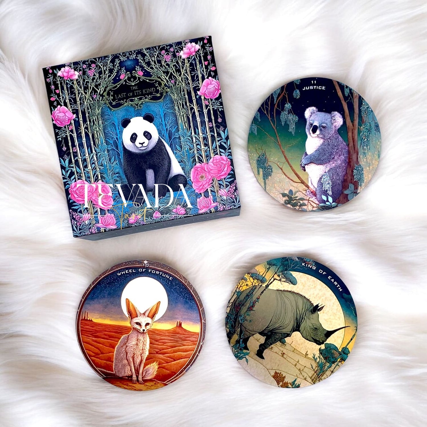 Explore The Last of Its Kind Tarot, a 78-card round deck featuring endangered and extinct animals. Perfect for intuitive readings, personal growth, and connecting with nature&