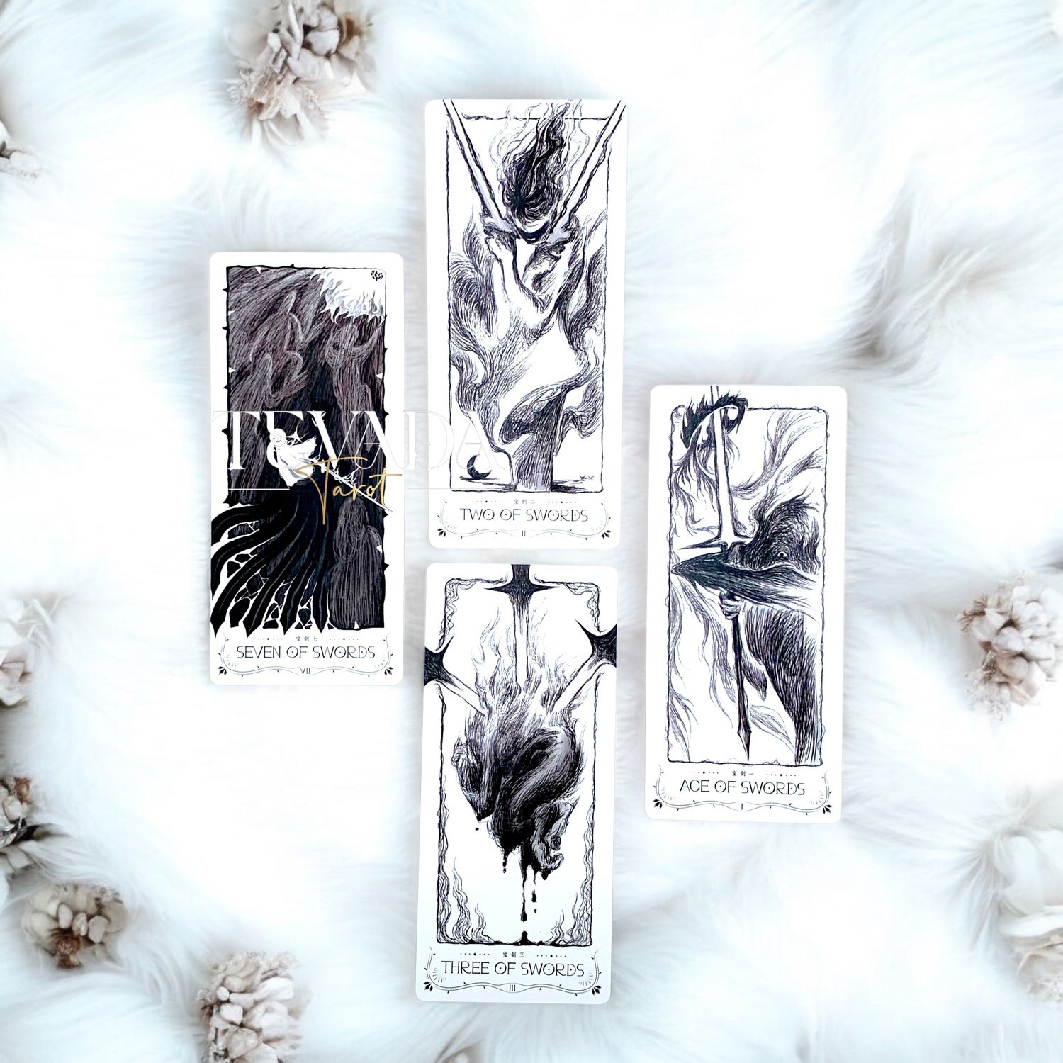 Discover the intuitive magic of The Lighthouse in Fog Tarot, a 78-card deck featuring stunning black and blue designs inspired by mystical ocean tales and ancient legends. Perfect for seekers of wisdom and clarity.