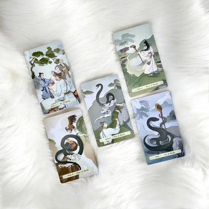 Uncover the wisdom of transformation with the Spiritual Snake Tarot. Featuring stunning Chinese-inspired art, this 78-card deck blends tradition and mysticism to enhance your readings and personal growth.