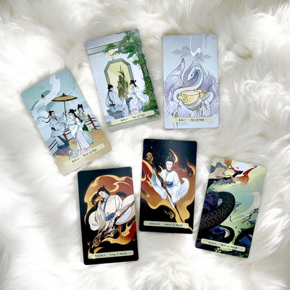 Uncover the wisdom of transformation with the Spiritual Snake Tarot. Featuring stunning Chinese-inspired art, this 78-card deck blends tradition and mysticism to enhance your readings and personal growth.