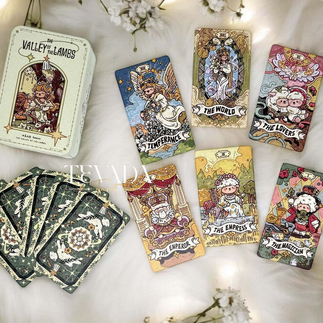 Explore the purity of The Valley of the Lambs Tarot PVC. Perfect for beginners, this 78-card borderless deck offers gentle guidance and magical insights for personal growth and spiritual clarity.