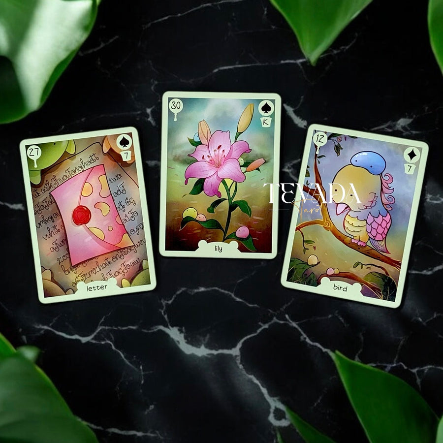 Discover the magical Tokfly Lenormand, a 36-card divination deck with cute slimes in a fantasy jungle, offering intuitive guidance for personal growth and clarity.