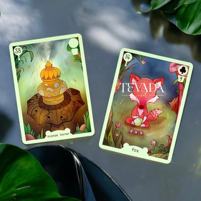 Discover the magical Tokfly Lenormand, a 36-card divination deck with cute slimes in a fantasy jungle, offering intuitive guidance for personal growth and clarity.