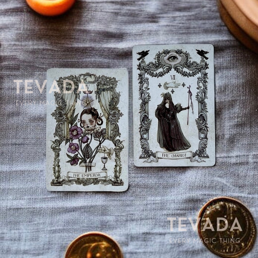 Embark on a journey of intuitive exploration with the Vacant House Tarot. Comprising 79 beautifully-crafted, European Baroque cards—including a special &
