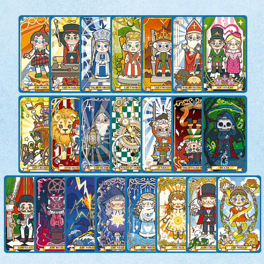 Discover the Walnut Puppet Tarot — a magical 78-card deck of courage, innocence, and cosmic wonder. Each oil-painted card inspires intuitive guidance and heartfelt self-discovery.