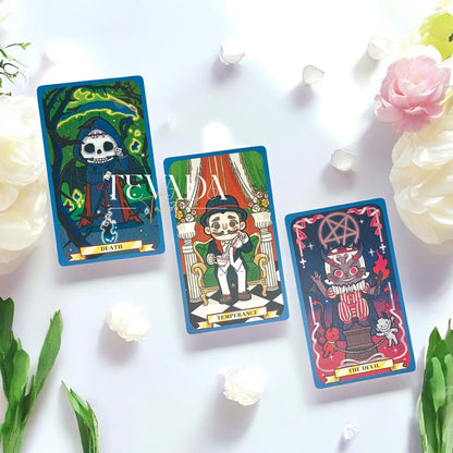 Discover the Walnut Puppet Tarot — a magical 78-card deck of courage, innocence, and cosmic wonder. Each oil-painted card inspires intuitive guidance and heartfelt self-discovery.