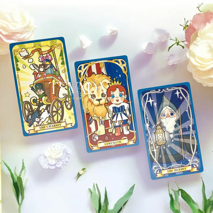 Discover the Walnut Puppet Tarot — a magical 78-card deck of courage, innocence, and cosmic wonder. Each oil-painted card inspires intuitive guidance and heartfelt self-discovery.