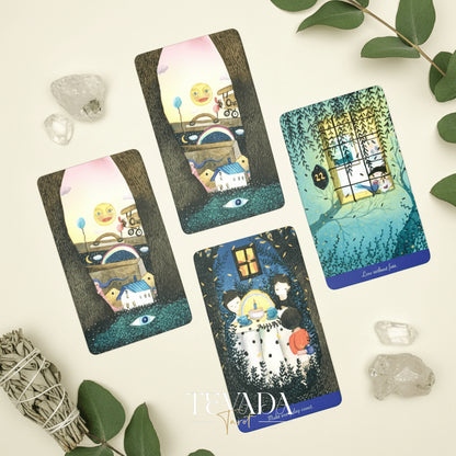 When I was young Oracle Deck featuring surreal cartoon art for inner child healing and self-acceptance.