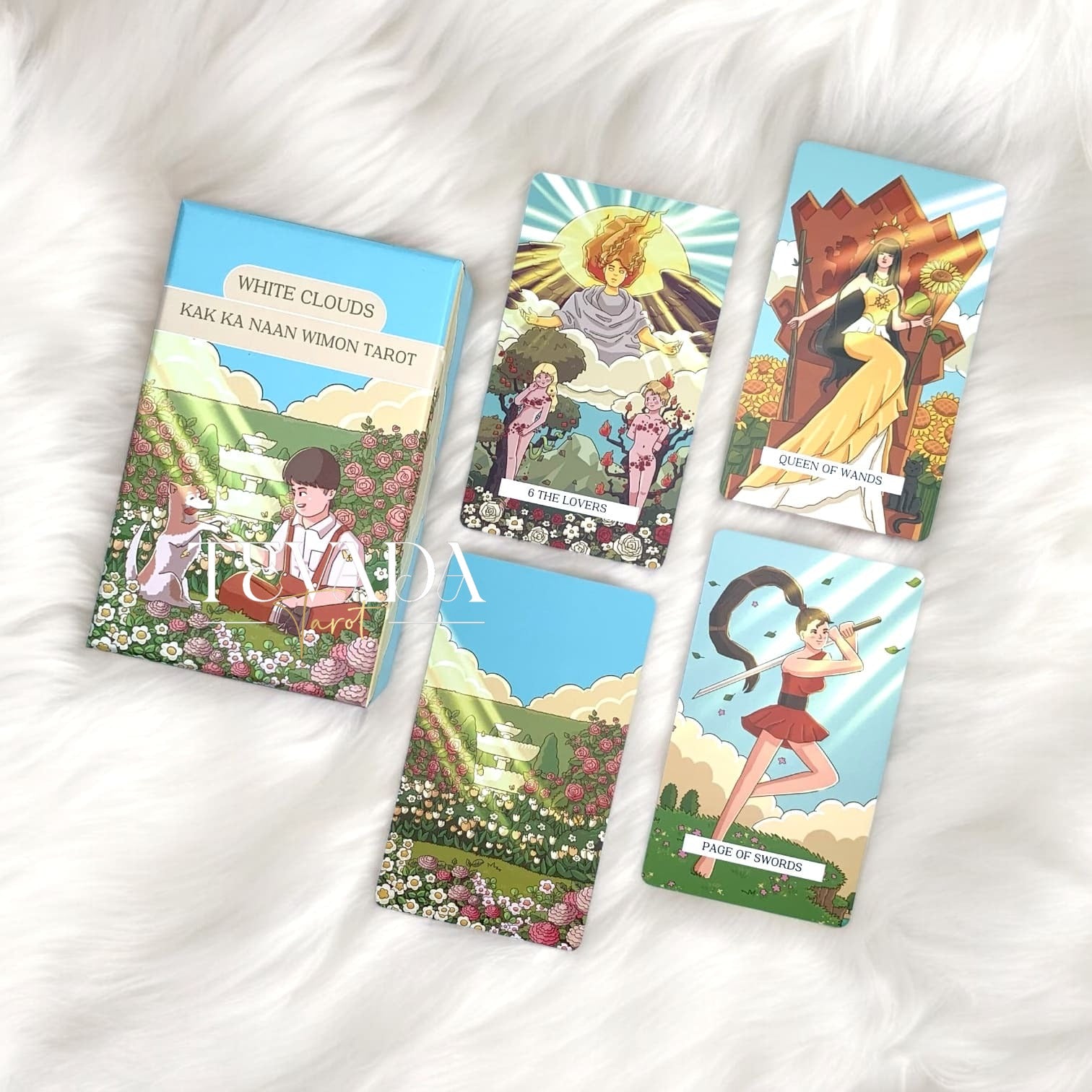 Sunshine &amp; Cartoons! White Clouds Tarot - 78-card deck with adorable art. Fun &amp; easy to understand, perfect for beginners &amp; tarot lovers.