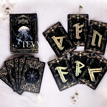 Unlock the secrets of the ancient world with Wonderland Runes. Featuring 27 gold-stamped cards, this deck offers intuitive guidance and insight into your spiritual journey.